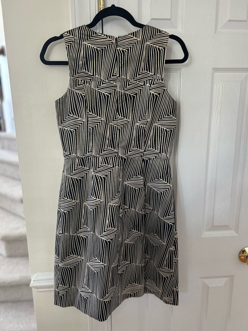 NWT Shoshanna Glenda Black & Metallic Gold Abstract Art Deco Sheath Dress